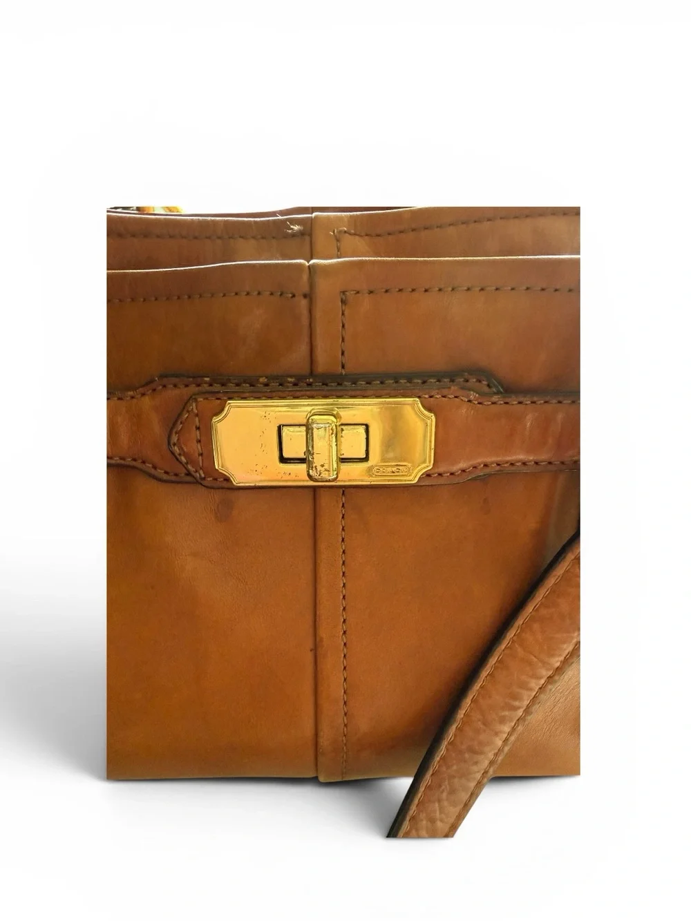Coach Kristin Leather Tote 17811 Cognac Glove-Tanned Leather Brass Hardware